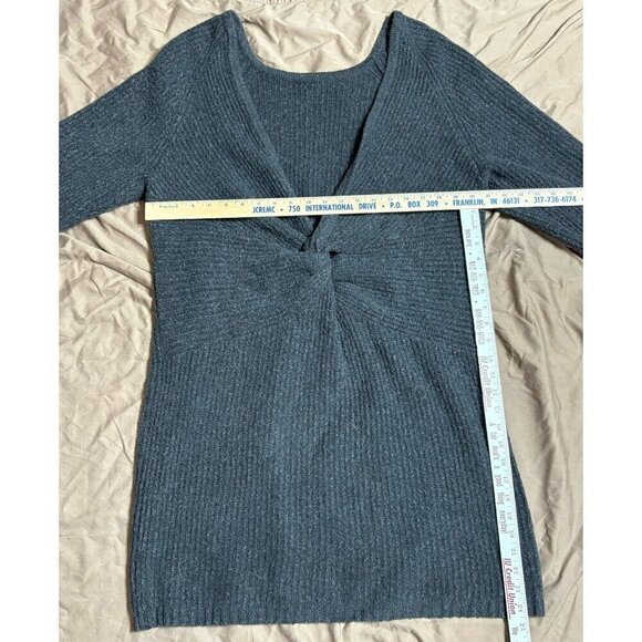 Aerie Twist Back Gray Ribbed Knit Sweater Dress Plus Size XXL Cotton Blend Soft - Picture 3 of 9